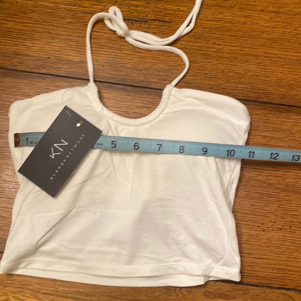 Klassy Network White Halter Crop Top
